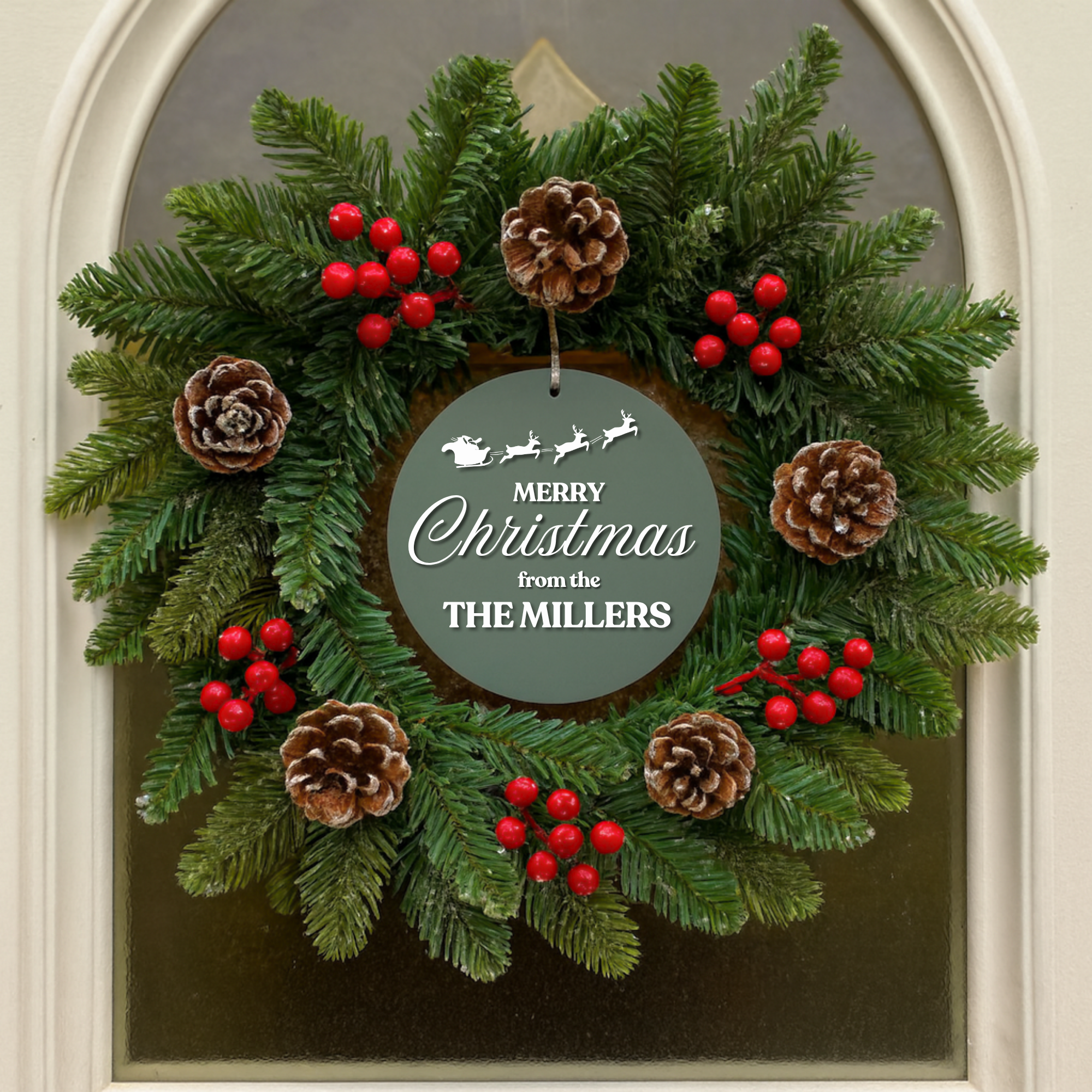 Personalised Wreath Centre - Reindeer Sleigh