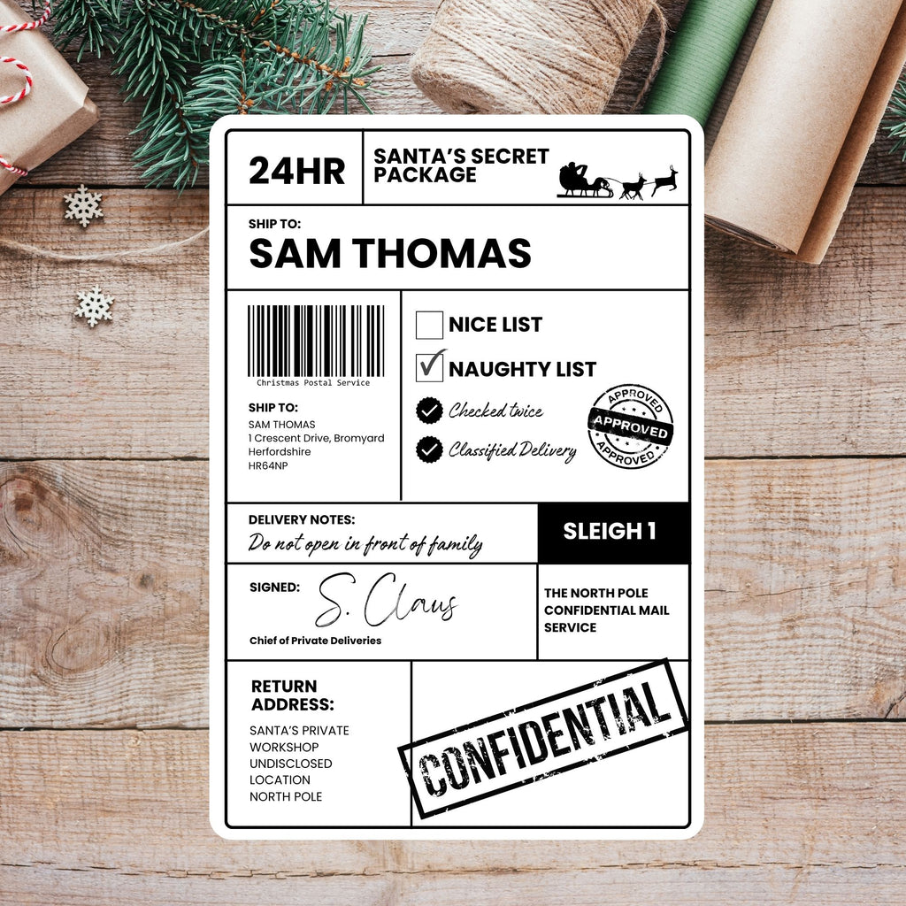 Personalised Custom Christmas Shipping Label for Adults