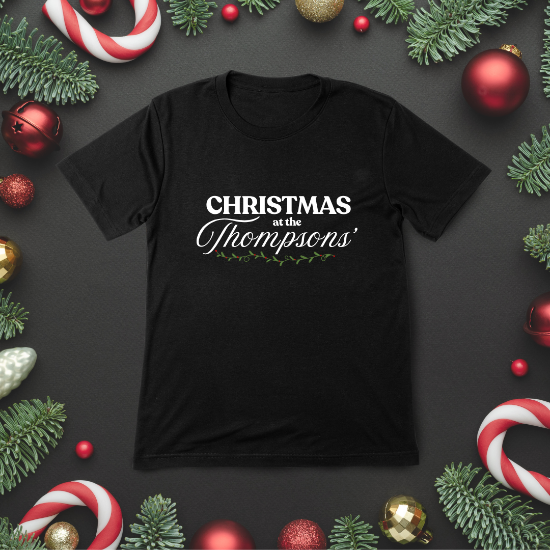 Personalised Christmas T-Shirt – Family Name Holly