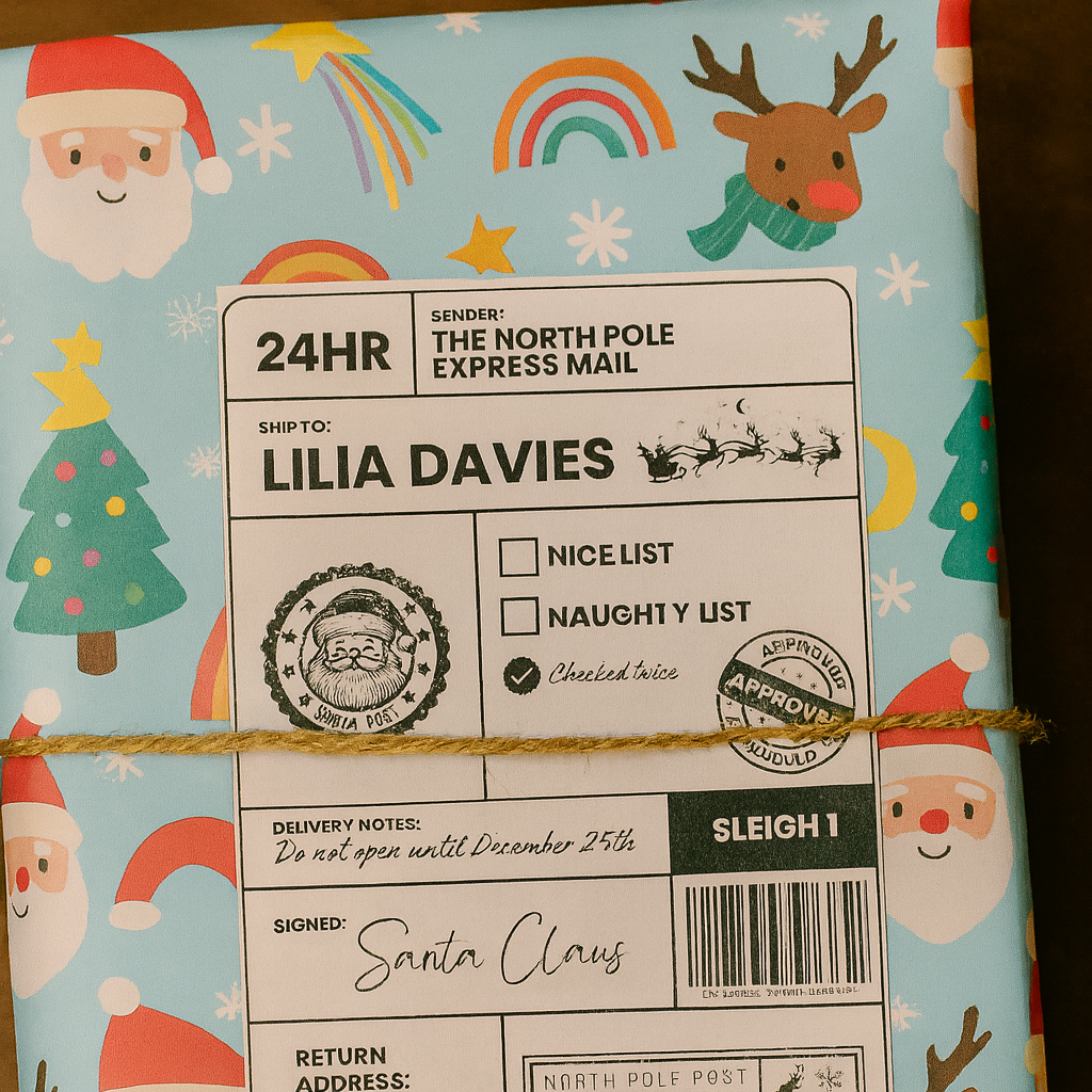 Personalised Christmas Postage Label for Kids