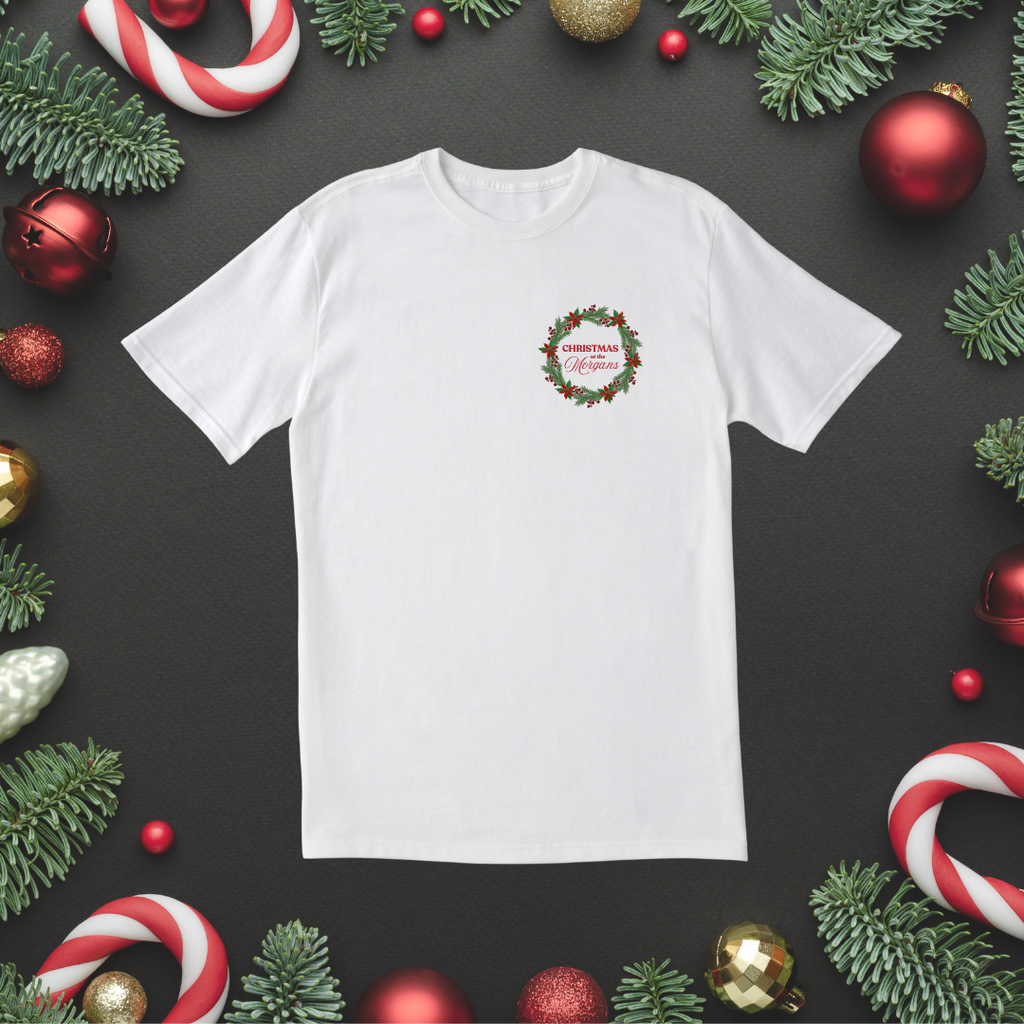 Personalised Christmas T-Shirt – Family Name Wreath