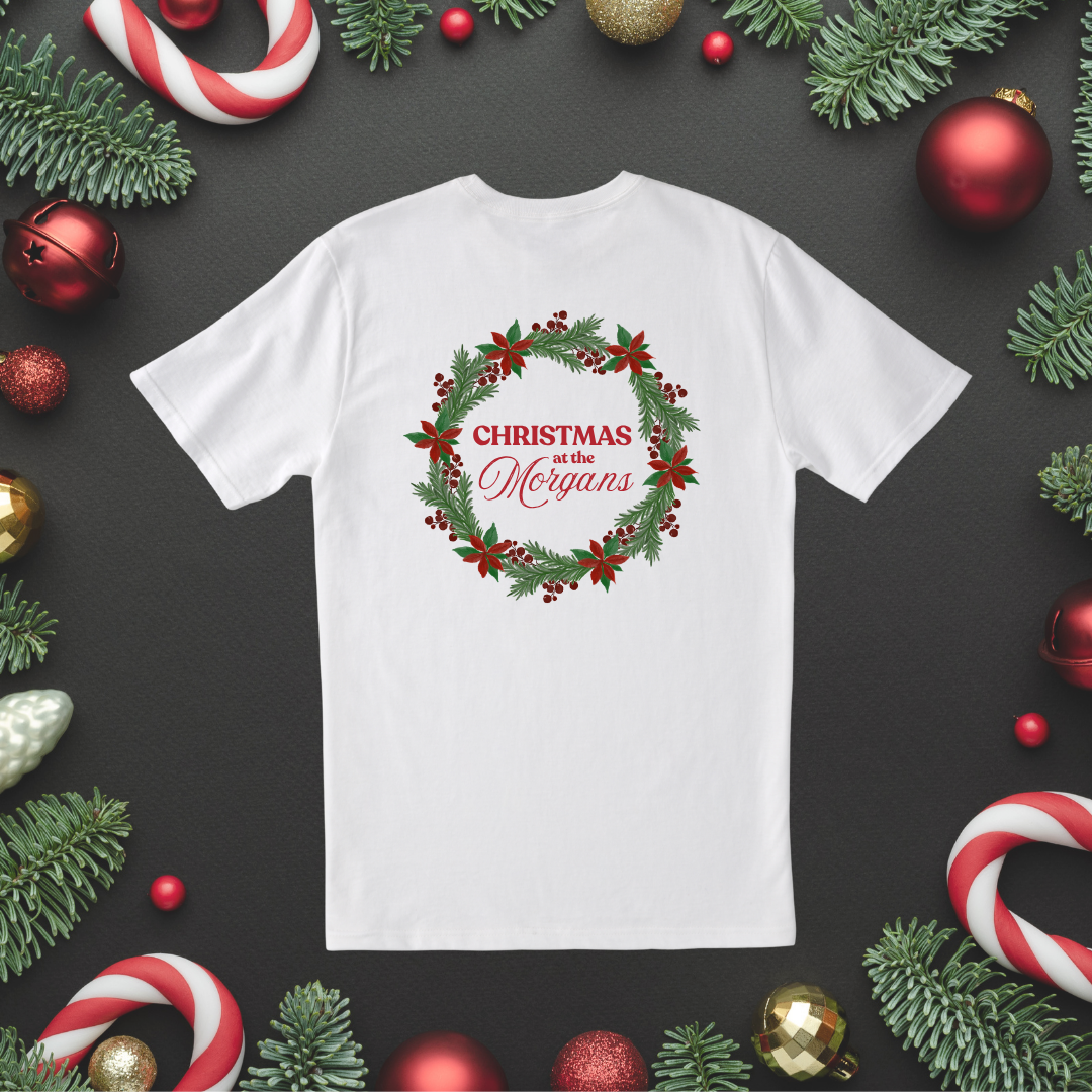 Personalised Christmas T-Shirt – Family Name Wreath