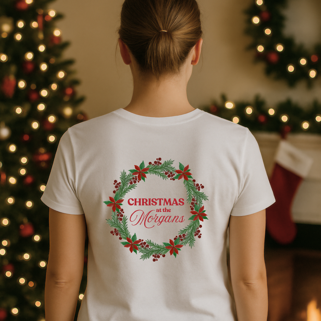 Personalised Christmas T-Shirt – Family Name Wreath