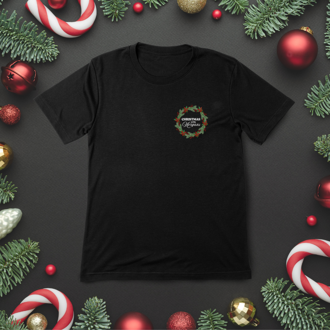 Personalised Christmas T-Shirt – Family Name Wreath