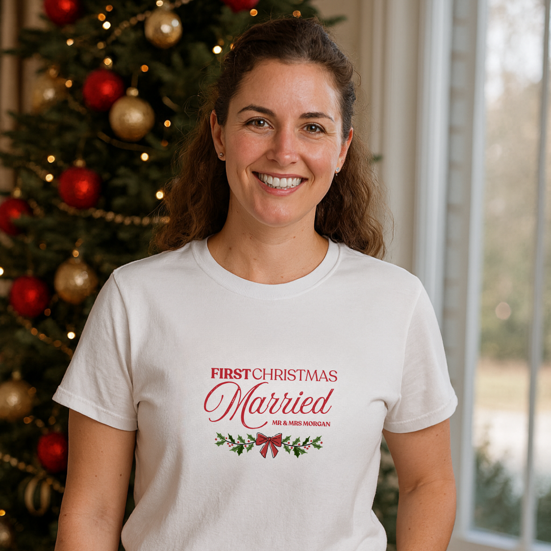 Personalised Christmas T-Shirt – First Christmas Married