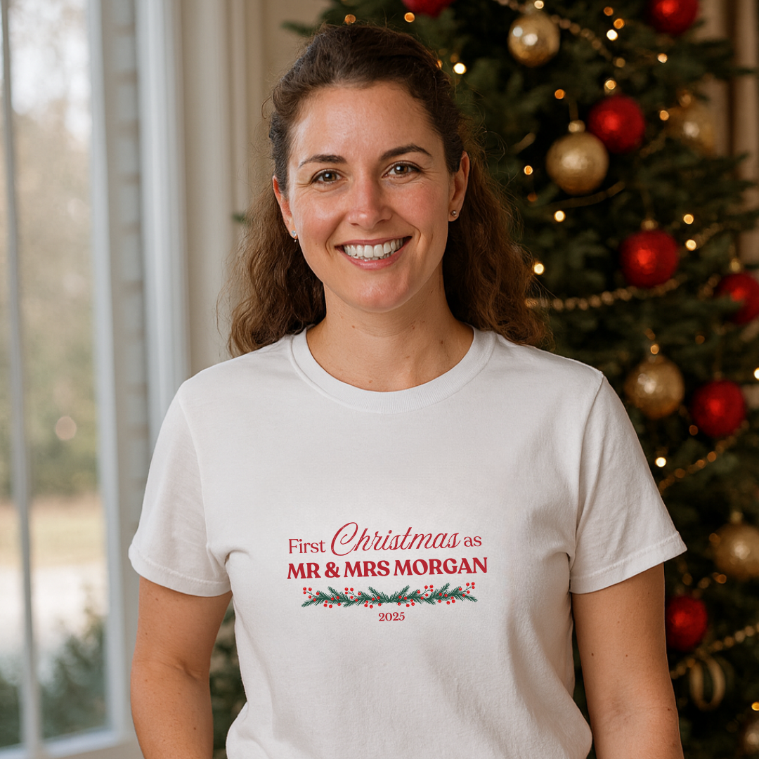 Personalised First Christmas as Mr & Mrs T-Shirt